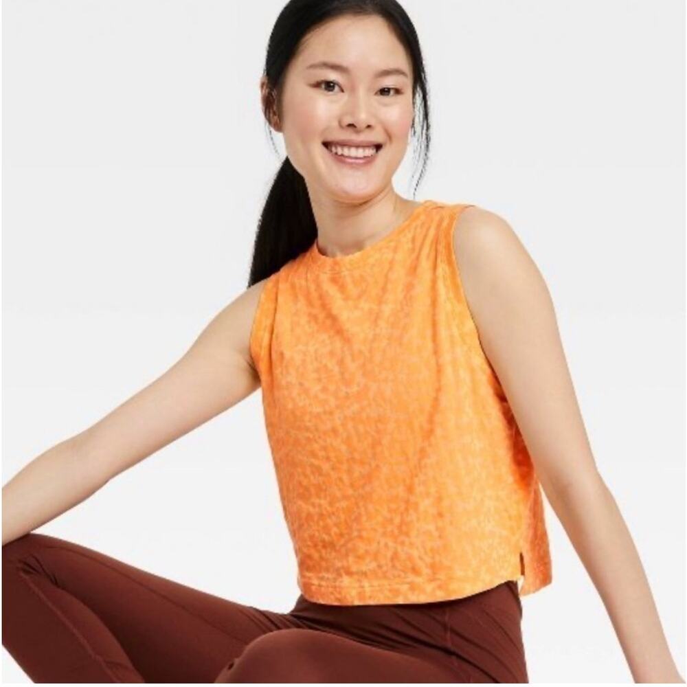 All In Motion Orange Burnout Boxy Fit Tank Top
